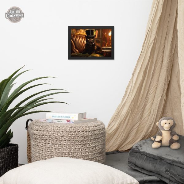 Tableau chic de chat noir inspiré du steampunk