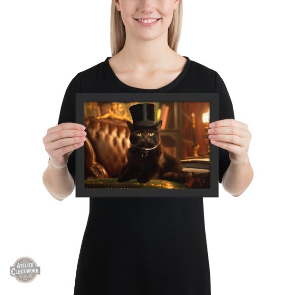 Chat noir aristocratique en art steampunk