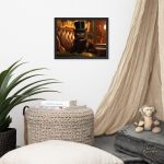 Tableau original de chat noir au design vintage