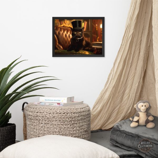 Tableau original de chat noir au design vintage