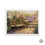 Tableau de jardin anglais, fleurs en style vintage