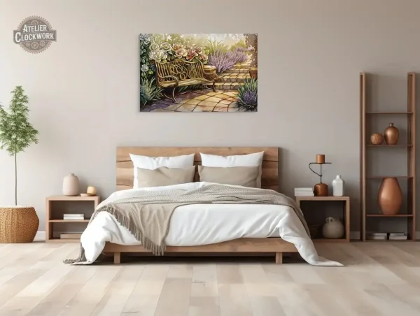 Tableau floral vintage, ambiance jardin anglais