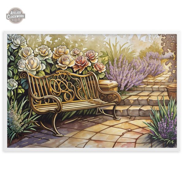Œuvre d'art steampunk, fleurs d'un jardin anglais