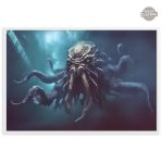 Tableau steampunk représentant le Kraken mythique