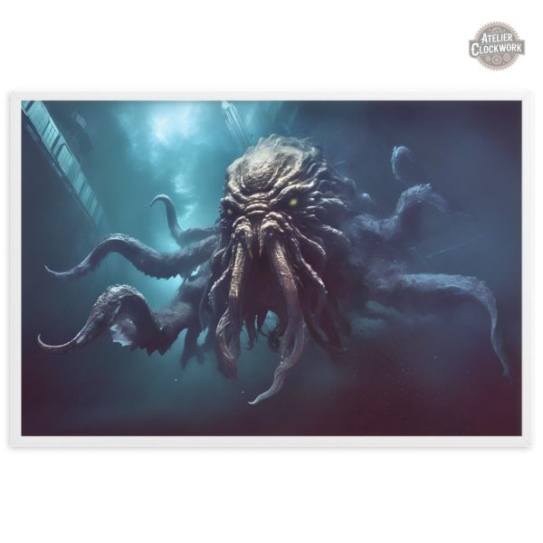 Tableau steampunk représentant le Kraken mythique