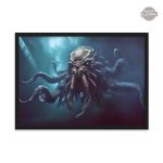 Interprétation artistique du Kraken dans un style steampunk