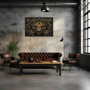 Tableau Lion Géométrique Art Déco