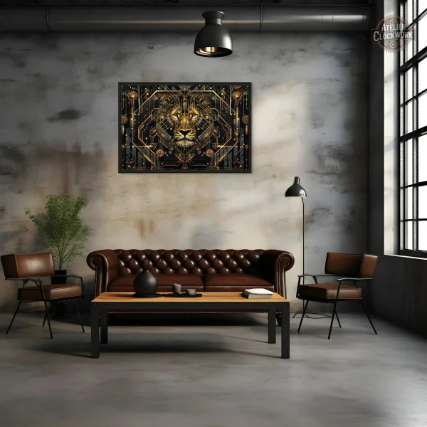 Tableau Lion Géométrique Art Déco
