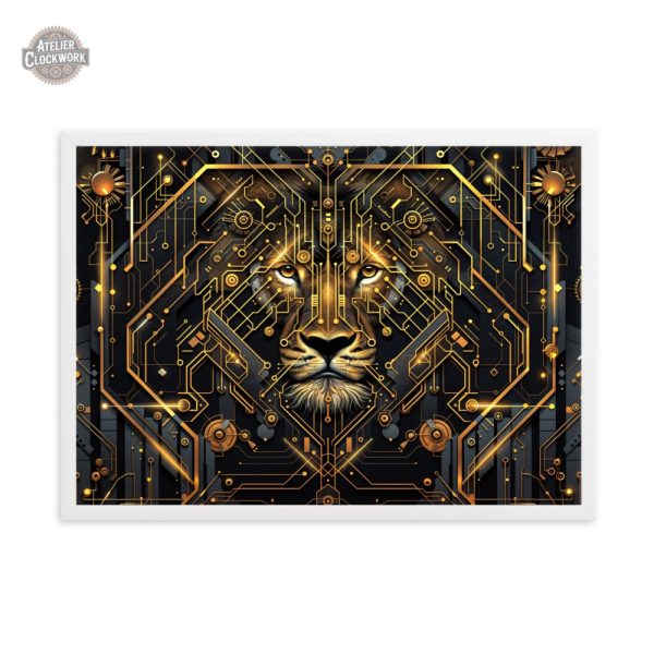 Tableau inspiré du steampunk avec lion stylisé