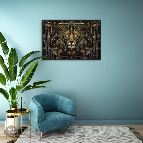 Lion géométrique en style Art Déco