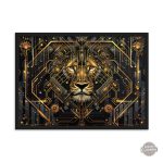 Élégant tableau de lion géométrique