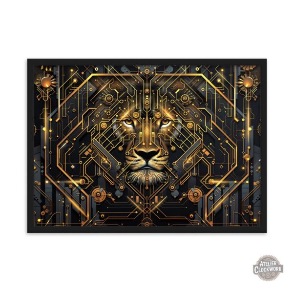 Élégant tableau de lion géométrique
