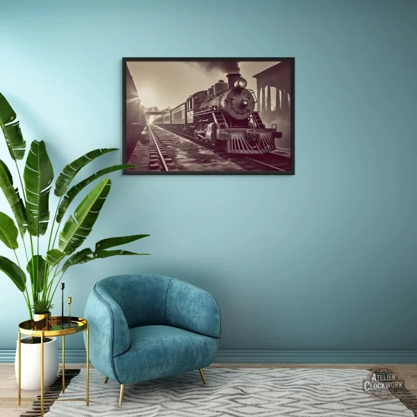 Art mural locomotive style vintage