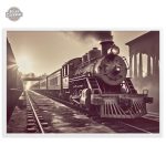 Illustration locomotive vintage décorative