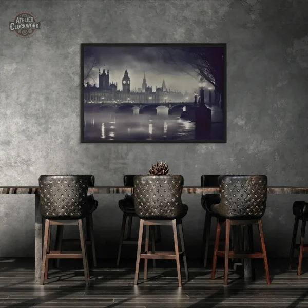 tableau-londres-noir-et-blanc-1 Tableau Londres Noir et Blanc Esprit Victorien