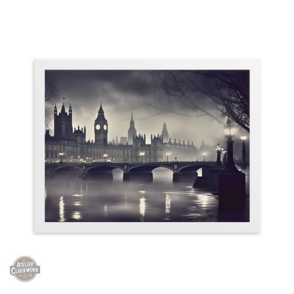Londres victorien : tableau en noir et blanc unique