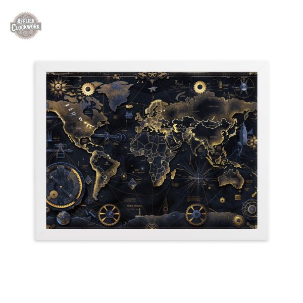 Décoration map monde en style steampunk