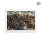 Décor steampunk : carte du monde en illustration
