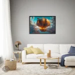 Art mural montgolfière dans un style steampunk