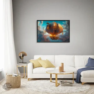 Art mural montgolfière dans un style steampunk