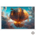 Tableau artistique de montgolfière steampunk