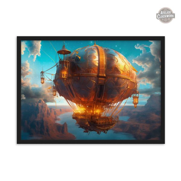 Tableau d'inspiration steampunk avec montgolfière
