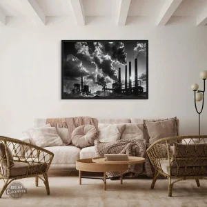 Tableau noir et blanc industriel