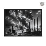 Élément décoratif noir et blanc industriel