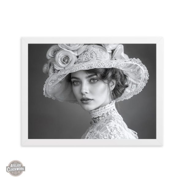 Tableau noir et blanc avec motif steampunk