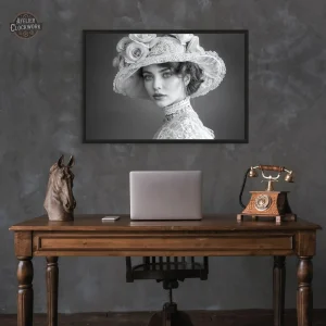 Art mural Steampunk en noir et blanc