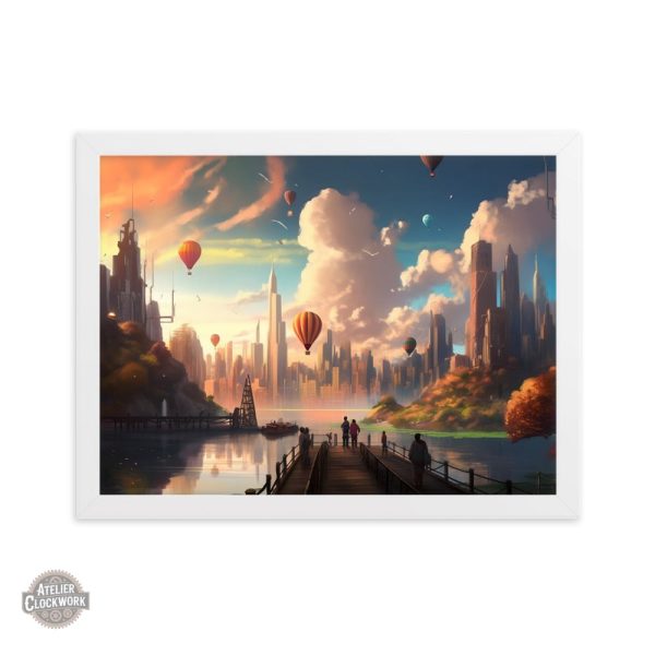 Art mural évoquant un paysage steampunk
