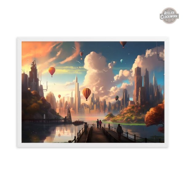 Tableau paysager steampunk, design créatif
