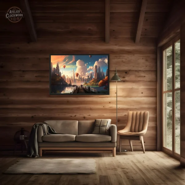 Peinture inspirée du steampunk avec paysages uniques