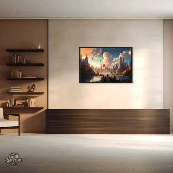 Art steampunk en couleur, paysage captivant