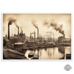 Tableau Paysage Industriel en noir et blanc