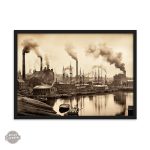 Tableau moderne en noir et blanc, style industriel