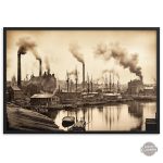 Art contemporain noir et blanc, paysage urbain