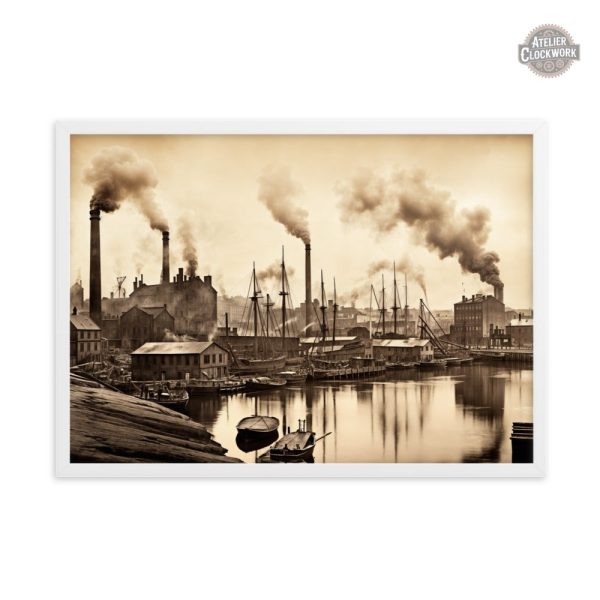 Paysage industriel élégant en noir et blanc, art mural