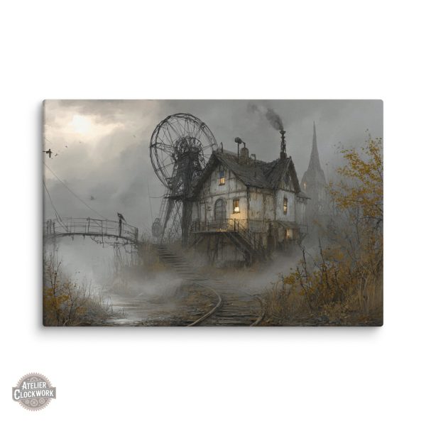 tableau-paysage-steampunk-village-perdu-1 Tableau Steampunk - Village Perdu, paysage artistique