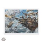 Tableau steampunk représentant une épopée maritime
