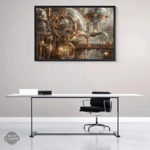 Tableau Steampunk Building - Art industriel imaginaire