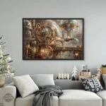 Illustration Steampunk de bâtiment victorien