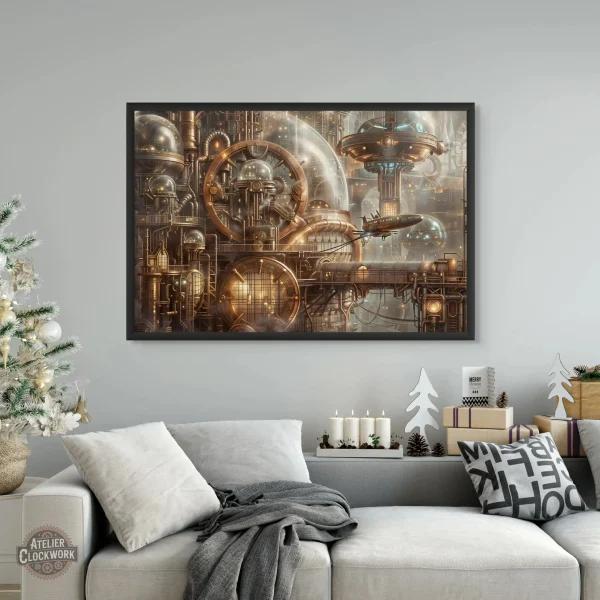 Illustration Steampunk de bâtiment victorien