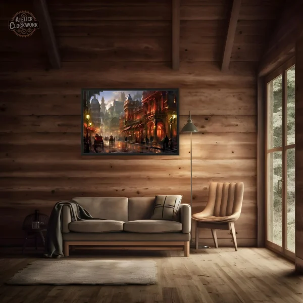 tableau-steampunk-city-1 Tableau Steampunk City en style industriel