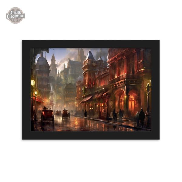 Scène urbaine steampunk en couleur