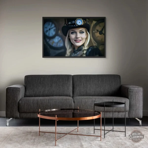 Illustration d'une fille steampunk pour décoration intérieure