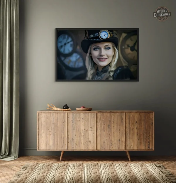 Femme steampunk en costume dans une œuvre d'art unique