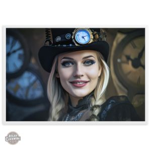 Art mural style steampunk avec une fille en costume