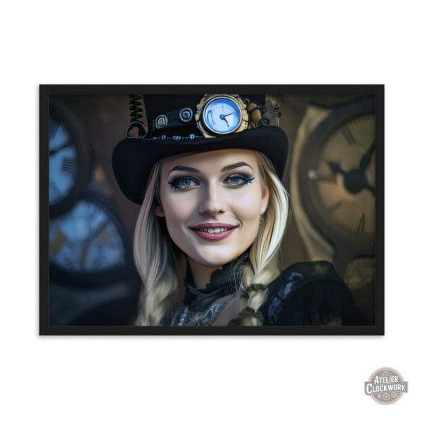 Tableau artistique de style steampunk avec personnage féminin