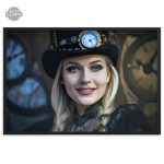 Œuvre d'art steampunk mettant en avant une femme mystérieuse